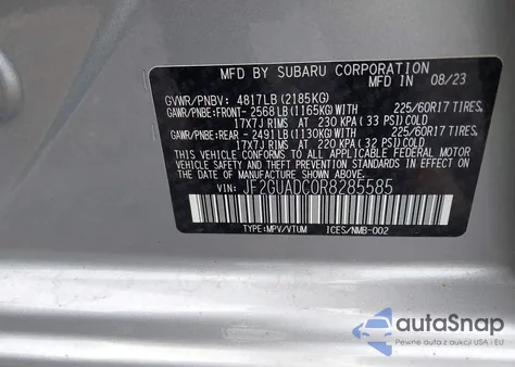 2024 Subaru Crosstrek Premium from USA, damaged, VIN JF2GUADC0R8285585